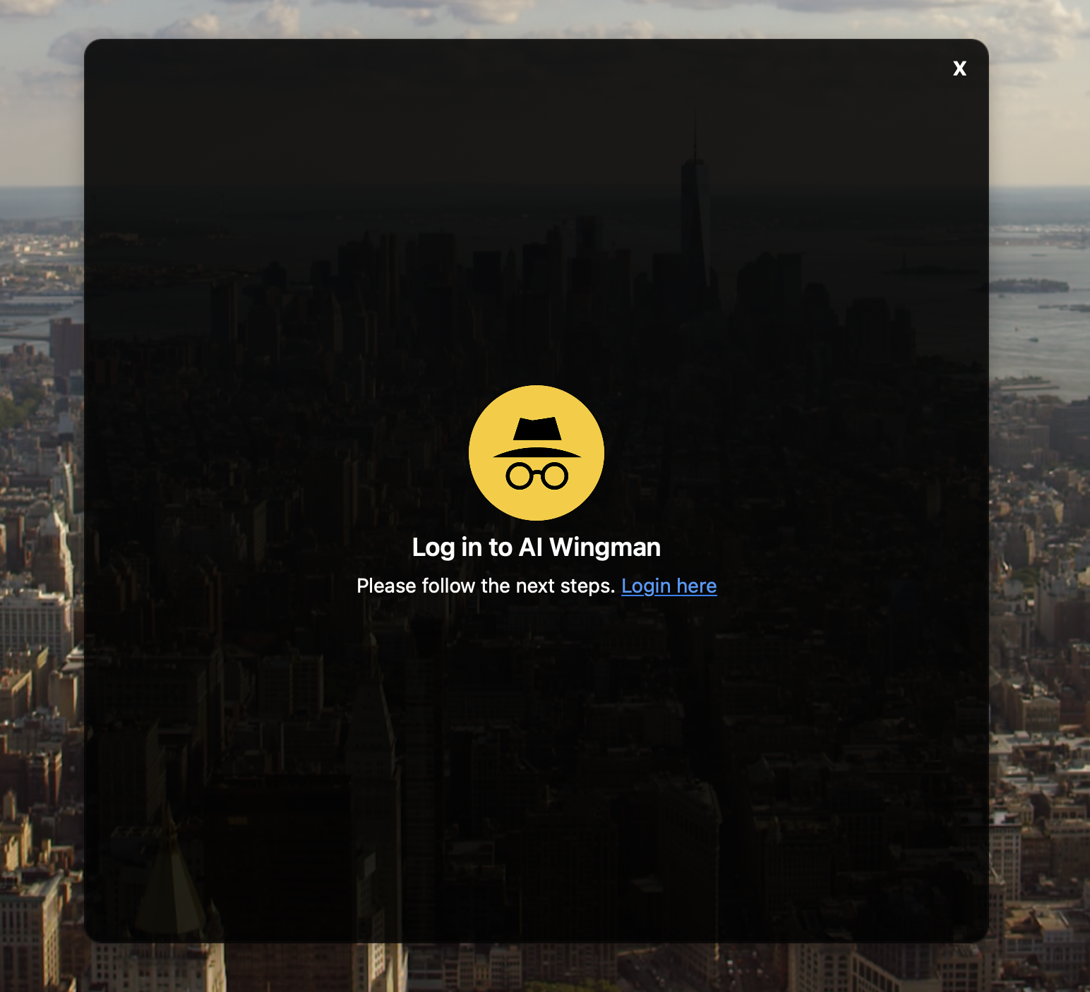 Login screen